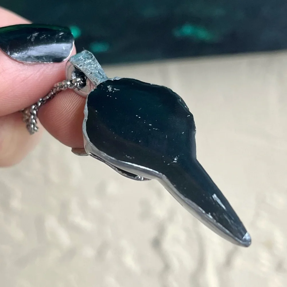 Handmade resin crow raven bird skull necklace (stainless steel chain ) boho goth - Picture 11 of 13